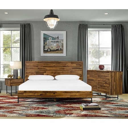 Armen Living Cusco 4 Piece Acacia King Bedroom Set with Dresser and Nightstands SETCUBDKG4A